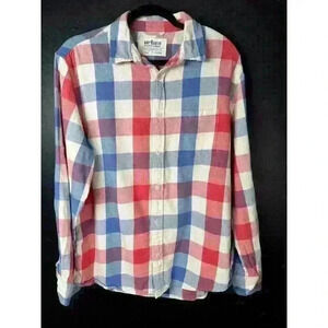 Urban Pipeline Button Up Shirt Adult Medium Blue Red Casual Preppy Cotton Mens